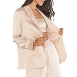 NWT Show Me Your Mumu XXL Felix Champagne Luxe Satin Relaxed Blazer Jacket USA